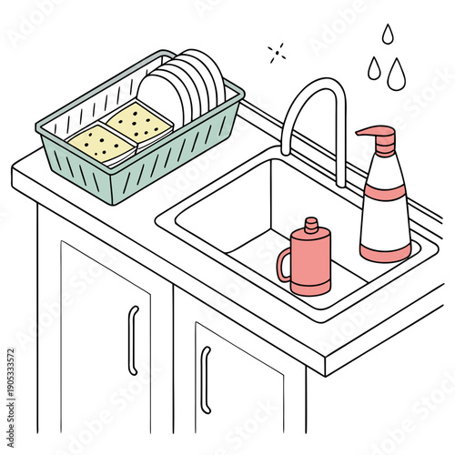 Kitchen cleaning supplies neatly arranged for a tidy home