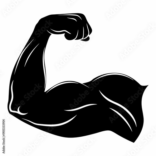 Flexed Bicep Arm Muscle Silhouette Fitness Vector Illustration