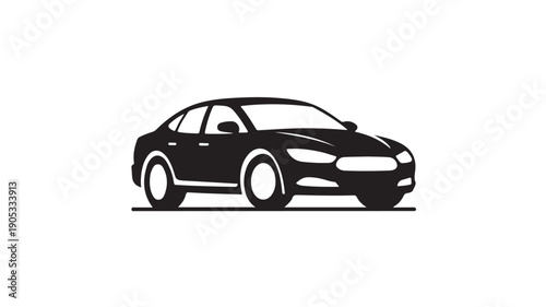 Sleek Car Silhouette in Modern Minimalist Style with High Contrast Black and White for Automotive Branding