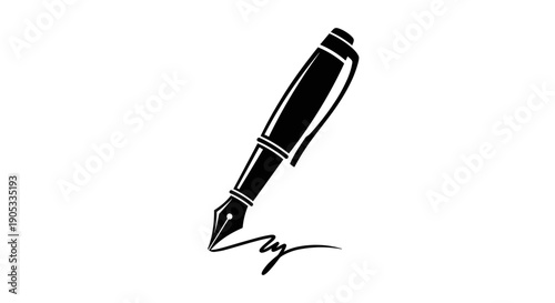 Elegant Fountain Pen Creating a Signature Stroke.