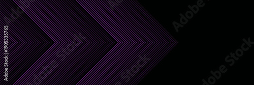 Purple abstract wide banner with arrows. Dark violet futuristic technology geometric background. simple media, design, cover. eps10