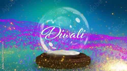 Diwali Crystal Globe: A captivating crystal globe design with the word Diwali elegantly inscribed, celebrating the festival of lights with visual enchantment.