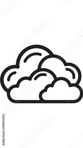 Minimal black outline cloud icon representing an overcast sky and weather concept.