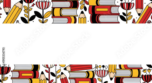 Hand-Drawn School Supplies and Floral Elements Create a Playful Learning Frame for Educational Content