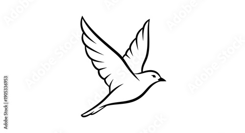 Elegant Line Art Drawing of a Bird in Flight.
