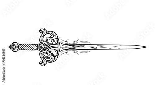 Elegant Ornate Sword Illustration with Intricate Details.
