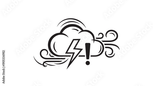 Storm Cloud with Lightning Alert Icon Representing Severe Weather Warning.
