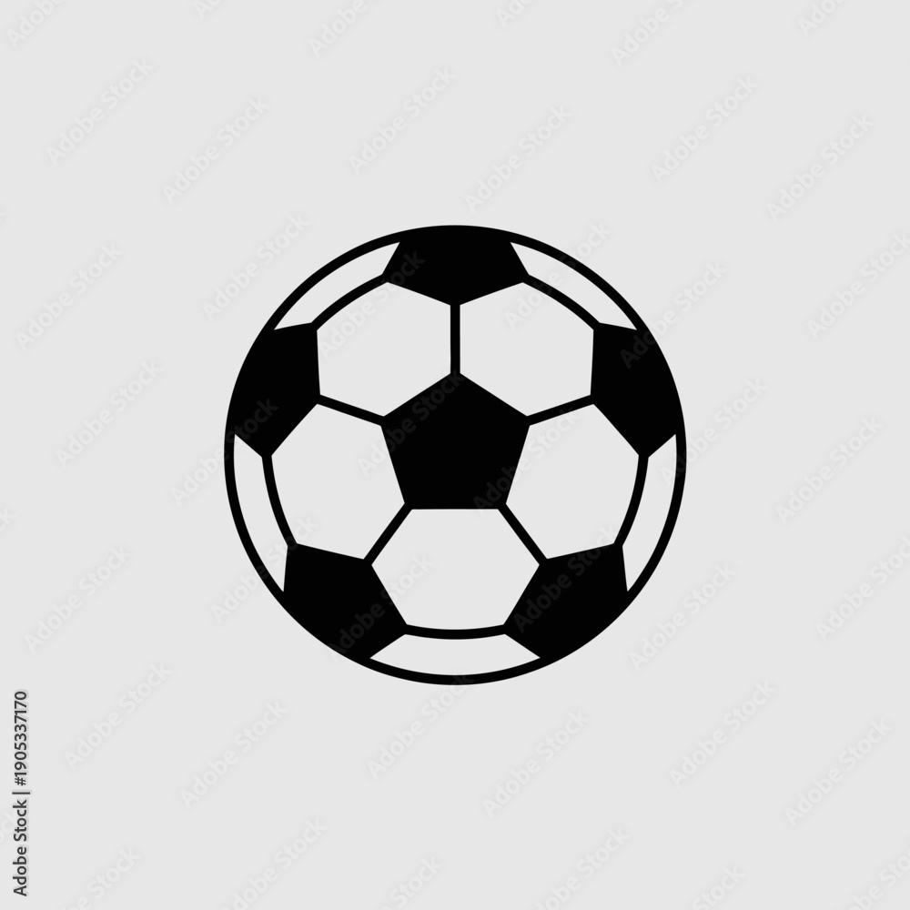 Fototapeta premium Soccer Ball Icon: A simple yet iconic depiction of a classic soccer ball, with its pentagonal and hexagonal panels. The image presents a clean and universal symbol of sport and competition.
