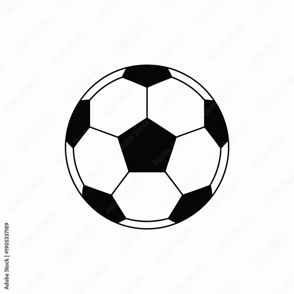 Fototapeta premium Soccer Ball Icon: A clean, minimalist depiction of a classic soccer ball, with black and white pentagonal panels, perfect for sports or games themed projects.