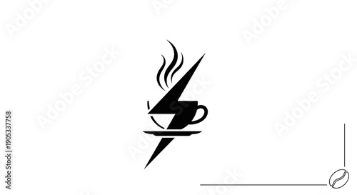 Energetic Coffee Cup Lightning Bolt Symbol.