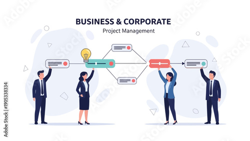 Business Project Management Workflow, Team Collaboration, Strategy Planning