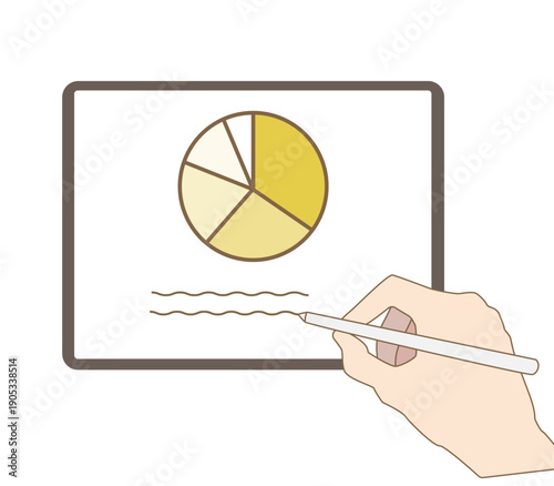 タブレット機器でビジネス資料にペン入力するモックアップ