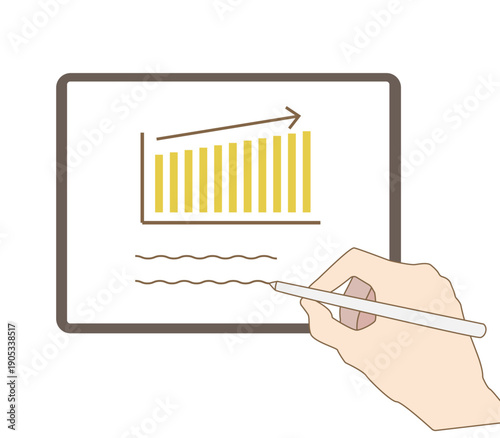 タブレット機器でビジネス資料にペン入力するモックアップ