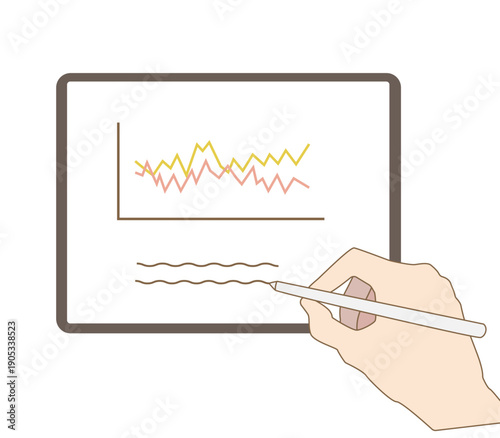タブレット機器でビジネス資料にペン入力するモックアップ
