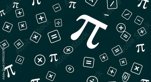Abstract Digital Pattern of Mathematical Symbols with Pi for Education, Science, and Calculation Concepts Background