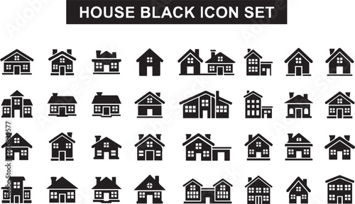 Black and white house on white background architecture building