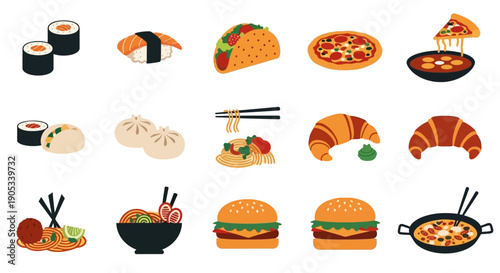 Assorted International Cuisine Food Items.