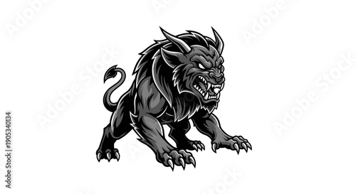Fierce Black Monster Creature Illustration.