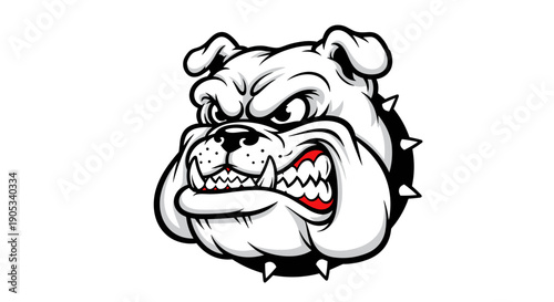 Fierce Bulldog Head Illustration with Spiked Collar 2.