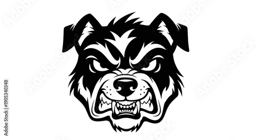Fierce Bulldog Head Illustration Aggressive Animal Portrait.