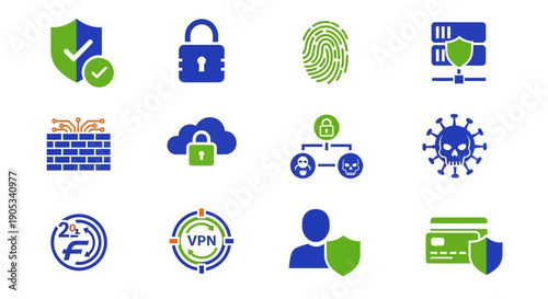 Collection of Cybersecurity Icons and Symbols.