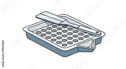A laboratory pipette tray with multiple wells is depicted in a simple digital illustration