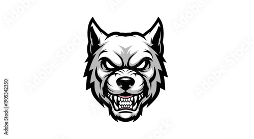 Fierce Wolf Head Emblem with Aggressive Expression.