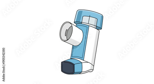 Illustration of an asthma inhaler device viewed from the side