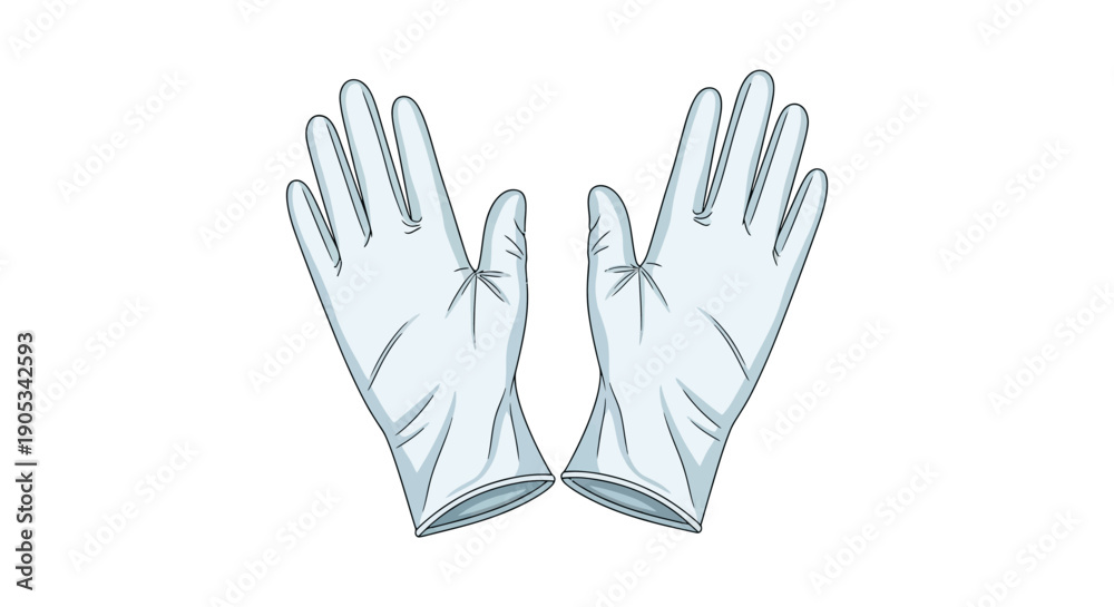 Fototapeta premium A pair of gloves illustration viewed from the front showcasing protection and safety in a healthcare or industrial setting