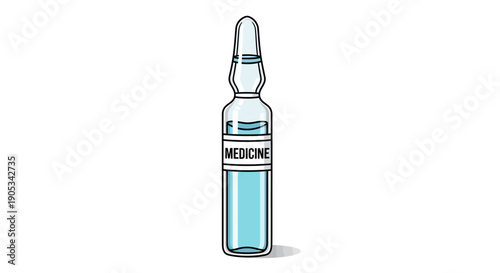 Medical Vial Illustration on Transparent Background Depicting Medicine in a Glass Container