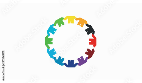 Flat vector of symbolic people forming a circle to illustrate teamwork, collaboration, and unity
