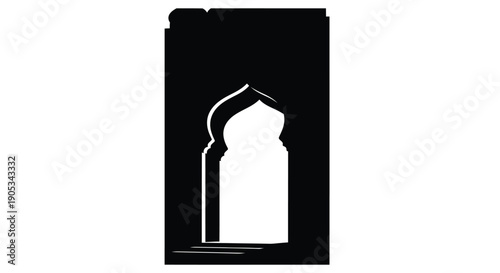 Minimalist perfume bottle silhouette on black background with copy space