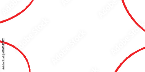 A white background with partial red circles in the corners