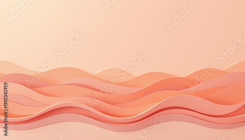 pastel horizon waves 133: layered paper cut wave shapes in soft apricot tones, gentle morning glow, soft gradient transitions, smooth layered depth, wide negative space, mood: gentle and optimistic