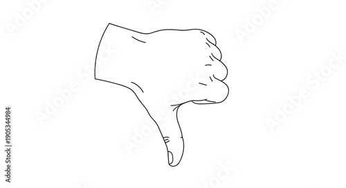 Hand gesture thumbs down simple line drawing.