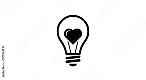 Heart Inside Light Bulb Symbolizing Love and Ideas.