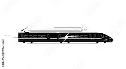 Highspeed black train with lightning bolt symbol.