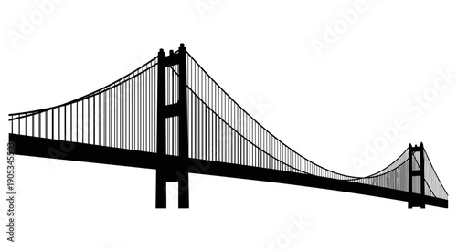 Iconic Golden Gate Bridge Silhouette Black and White.