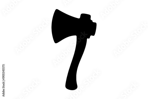 Stylized woodcutter axe silhouette illustration for rustic crafts and timber industry logos, isolated on transparent background.