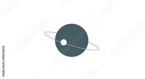 Celestial Orbit: A minimalist depiction of a planet, encircled by a delicate ring, and a satellite against a pristine backdrop.