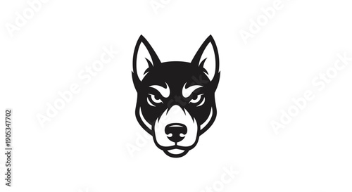 Intense Husky Dog Head Logo Design Vector Art.