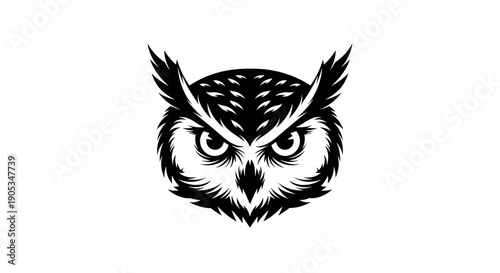Intense Owl Face Emblem Design.