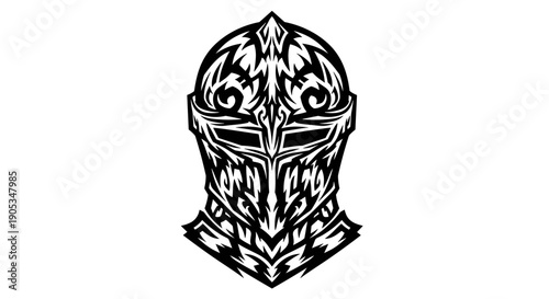 Intricate Medieval Knight Helmet Design.