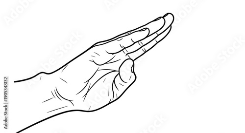 Line Drawing of a Human Hand Reaching Out.