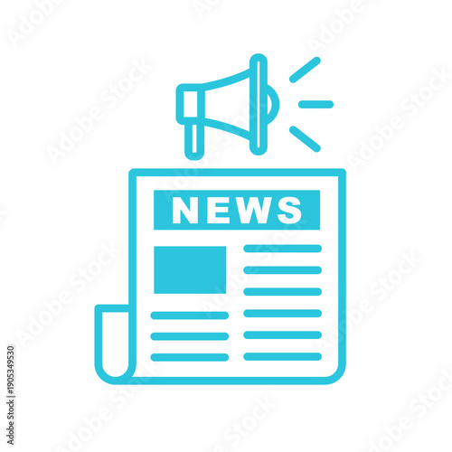 News icon. Isolated on white background. Blue icon