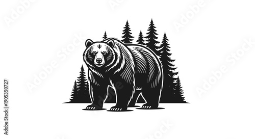 Majestic Grizzly Bear Standing Proudly in Wilderness.