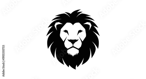 Majestic Lion Head Emblem Silhouette Fierce King.
