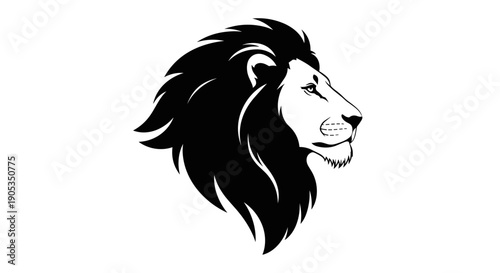 Majestic Lion Head Profile Silhouette Emblem.