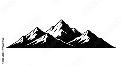Majestic Mountain Range Silhouette Peaks Landscape.