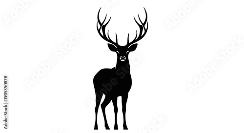 Majestic Silhouette of a Stag with Antlers.